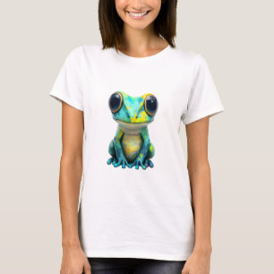 Camiseta Sapo Feminino com Olhos Grandes e Padrão Pintado C