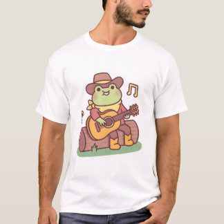 Camiseta Sapo Fofo Com Chapéu de Cowboy e Violão