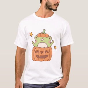 Camiseta Sapo Fofo Em Abóbora Talhada De Halloween