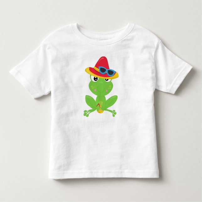 Camiseta Sapo giro, Sapo pequeno, Sapo verde, óculos de sol (Frente)