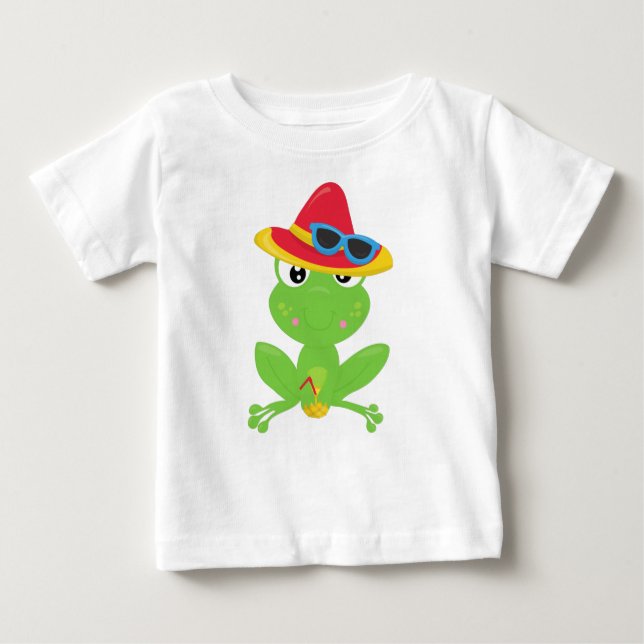 Camiseta Sapo giro, Sapo pequeno, Sapo verde, óculos de sol (Frente)