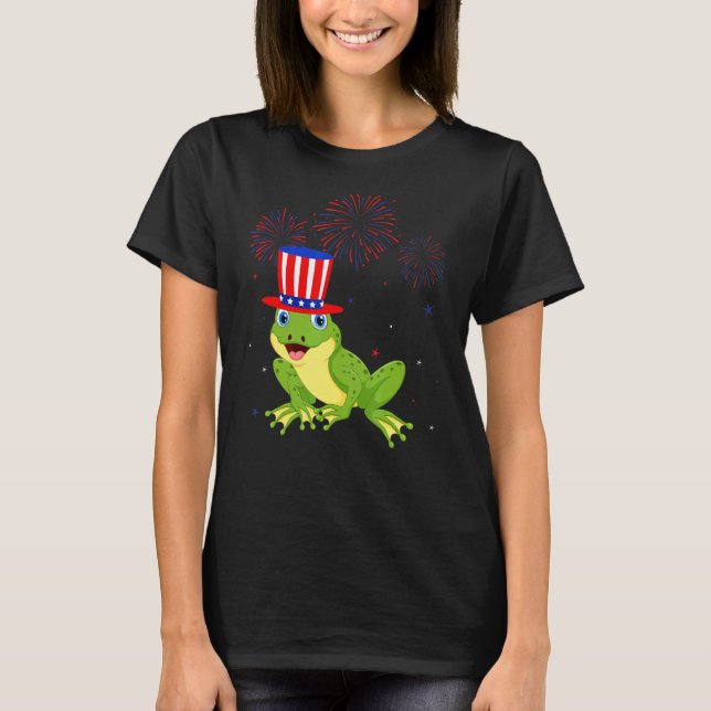Camiseta Sapo Gráfico Red White Blue Fireworks Decor 4º de (Frente)
