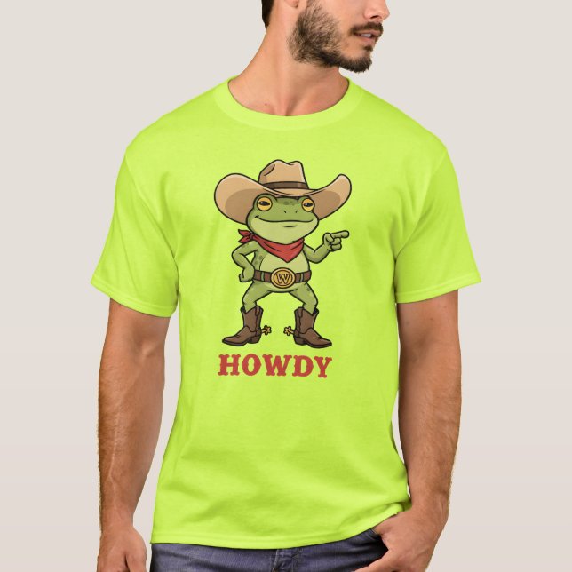 Camiseta Sapo Howdy Western Sapo Engraçado Cowboy Meme (Frente)