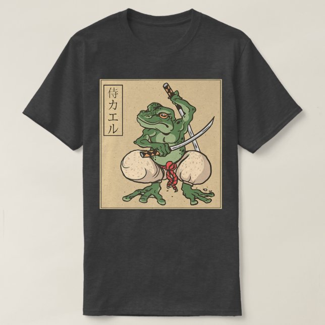 Camiseta Sapo japonês Samurai Warrior Bushido Code Katana (Frente do Design)