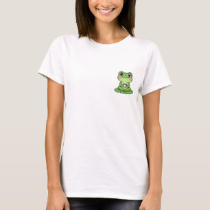Camiseta Sapo Kawaii Adorável Sentado em Folha de Lótus
