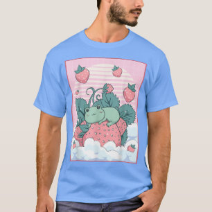 Camiseta Sapo Kawaii Cute Aestético de Cottagecore Morango