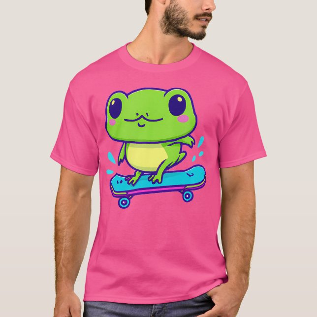 Camiseta Sapo Kawaii Cute No skate (Frente)
