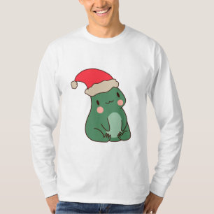 Camiseta Sapo Kawaii de Natal – Sapo Fofo com Chapéu de Pap