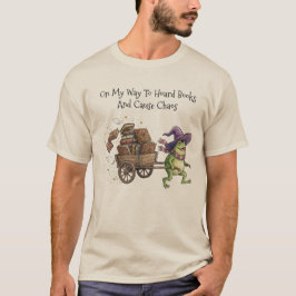 Camiseta Sapo Mago Engraçado Acumulando Livros Lendo