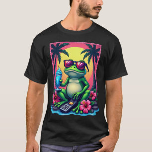 Camiseta Sapo Mal-Humorado do Y2K com Flip Phone Vaporwave