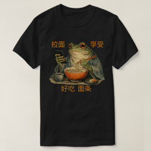 Camiseta Sapo Mal-Humorado Engraçado Come Ramen e Rola Celu