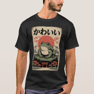 Camiseta Sapo Mal-Humorado Retro Woodblock Vintage Ukiyo Ja