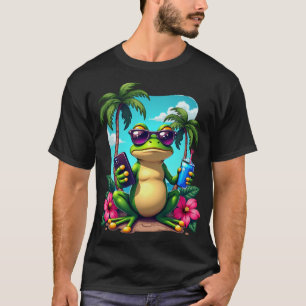 Camiseta Sapo Mal-Humorado Y2K Vaporwave Tropical Retro Jog