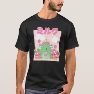 Camiseta Sapo Morango Leite de Vaporwave Cottagecor Japonês