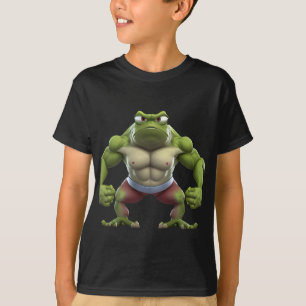 Camiseta Sapo Muscular, Forte Sapo de Construção de Pormeno