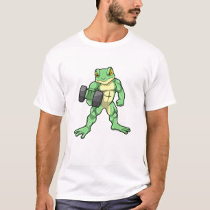 Camiseta Sapo na musculação com haltere