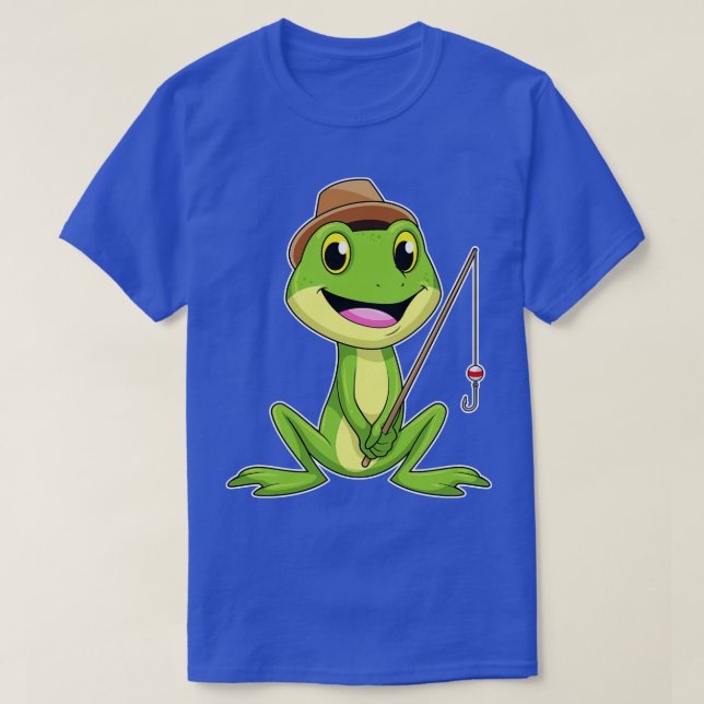 Camiseta Sapo na pesca com a vara de pesca 4 (Frente do Design)