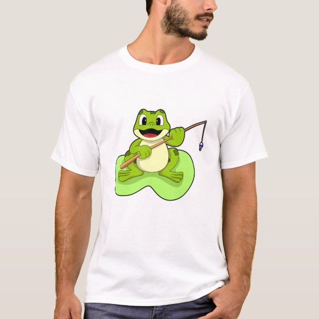 Camiseta Sapo na pesca com cana de pesca (Frente)