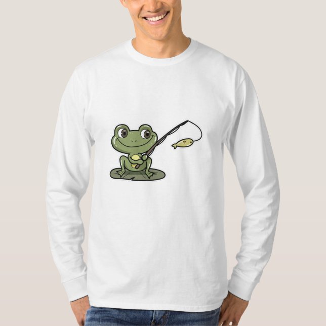 Camiseta Sapo na pesca com cana de pesca (Frente)