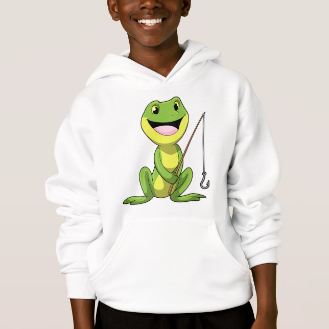 Camiseta Sapo na pescaria com vara de pescar (Frente)