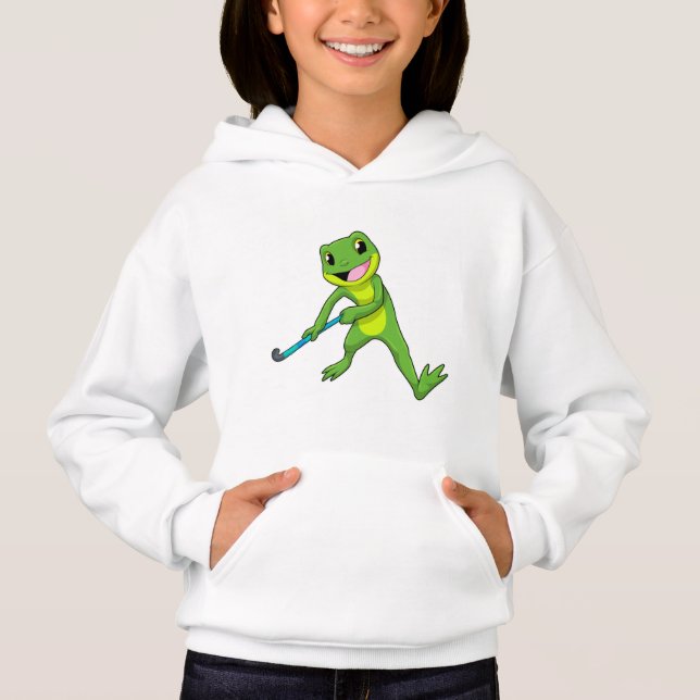 Camiseta Sapo no hóquei com taco de hóquei (Frente)