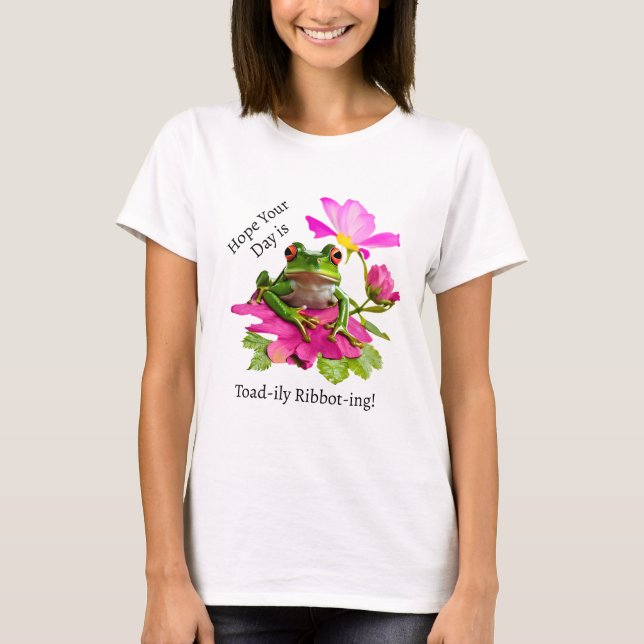 Camiseta Sapo ou Toad Pun em Flores Rosa (Frente)