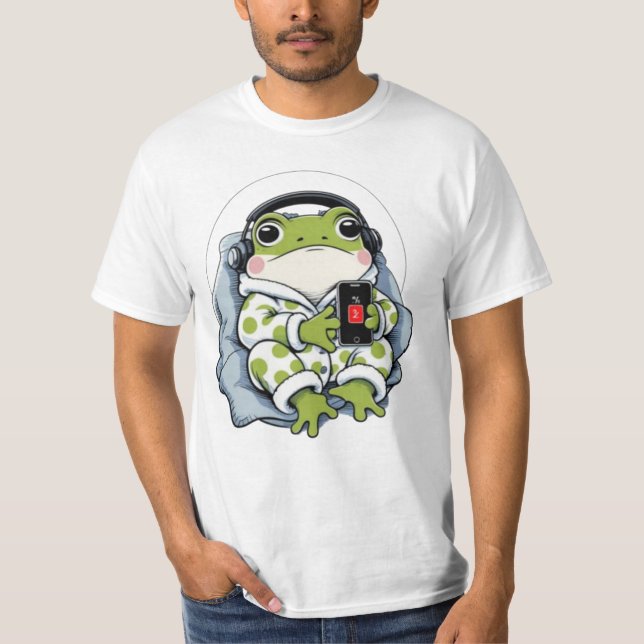 Camiseta Sapo Preguiçoso Bonito - Humor de Pajama Cozy (Frente)