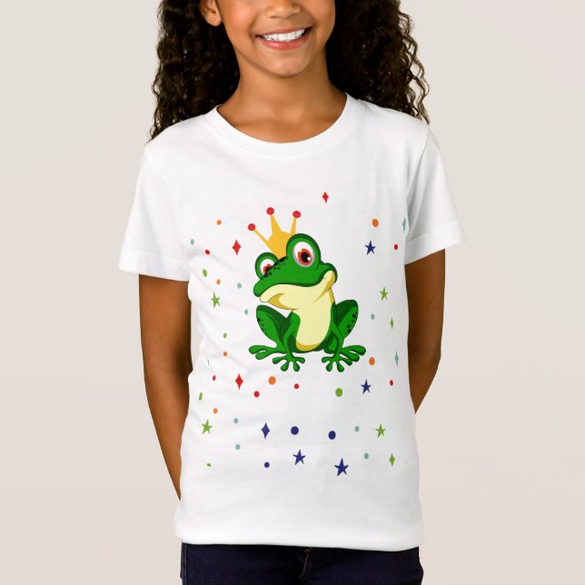Camiseta Sapo Princesa. Conto de fadas de desenho. Engraçad (Frente)