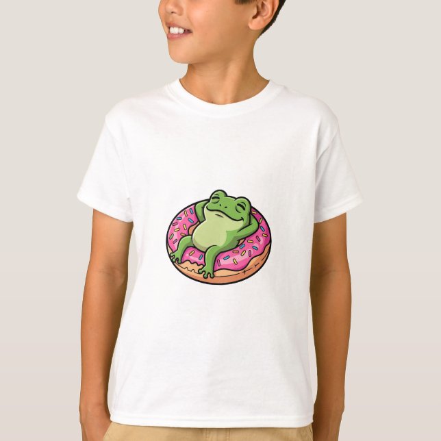Camiseta Sapo Relaxado em Donut Rosado com Confeitos para C (Frente)
