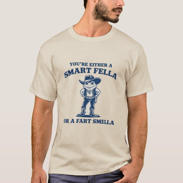 Camiseta Sapo Retro Engraçado Meme Smart Fella ou Fart Smel (Frente)