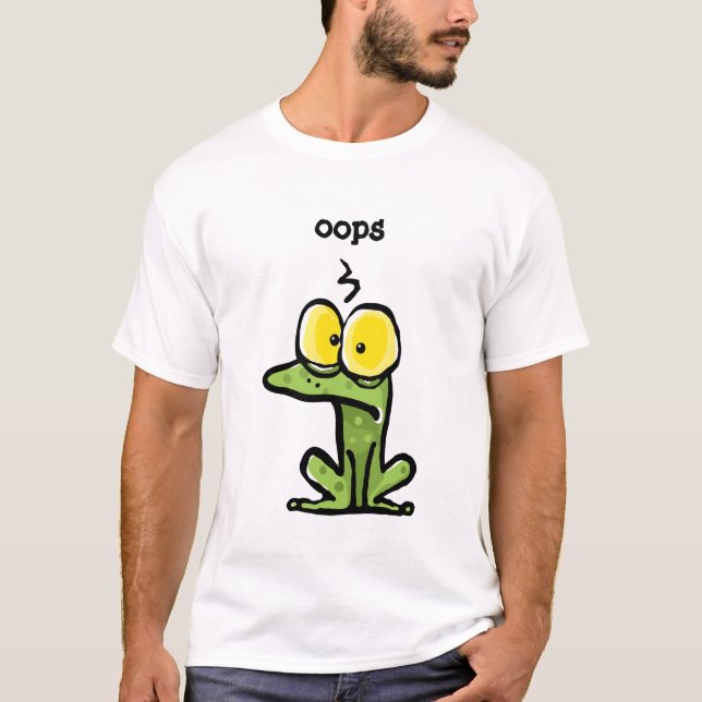 Camiseta Sapo/sapo engraçados que pensa, "OOPS " (Frente)