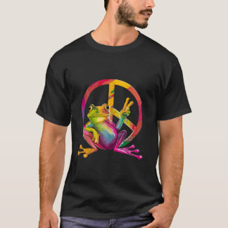 Camiseta Sapo Sinal de Sapo de Paz Tie Dye Hippie Long Slee