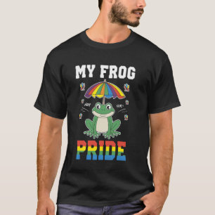 Camiseta Sapo Sorrindo Sob Guarda-Chuva Arco-Íris
