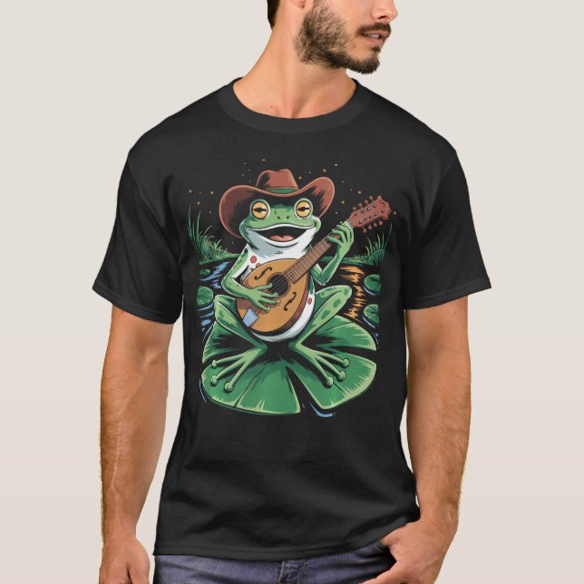 Camiseta Sapo Tocando Bandolim Bandolinista Bluegrass (Frente)