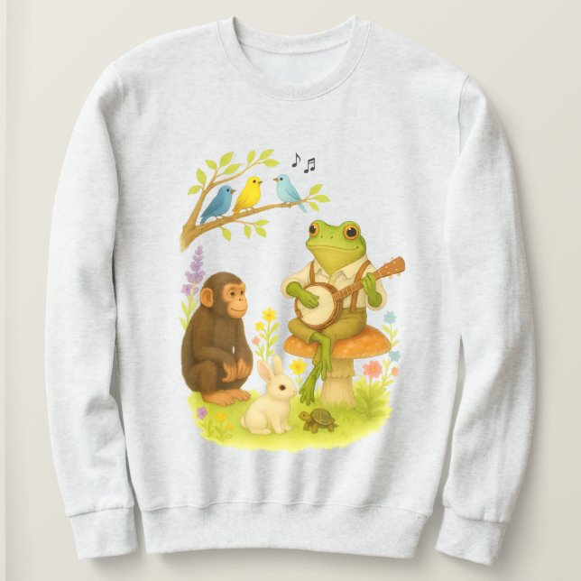 Camiseta Sapo Tocando Banjo | Animal de Bluegrass Antigo (Frente do Design)