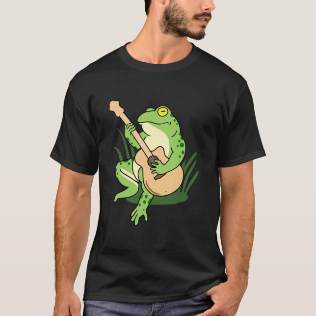 Camiseta Sapo Tocando Violão Acústico Para Jogador De Violã (Frente)