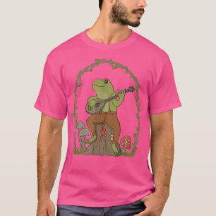 Camiseta Sapo Tocando Violão No Log De Cogumelos Cottagecor