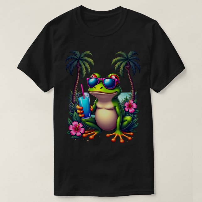 Camiseta Sapo Tropical Y2K Retrô Celular Flip Mal-humorado  (Frente do Design)