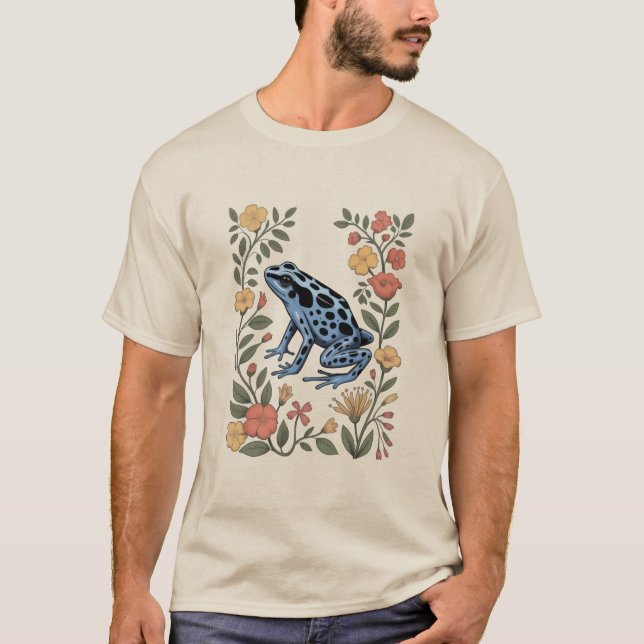 Camiseta Sapo Veneno Azul Flor Fofa Sapo Amante (Frente)