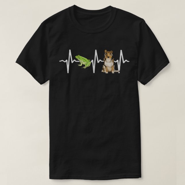 Camiseta Sapo Verde Collie Heartbeat Dog Lover  (Frente do Design)