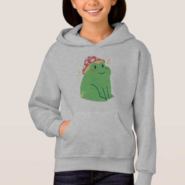 Camiseta Sapo Verde Fofo com Chapéu de Cogumelo (Frente)