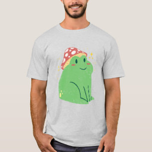 Camiseta Sapo Verde Fofo com Chapéu de Cogumelo