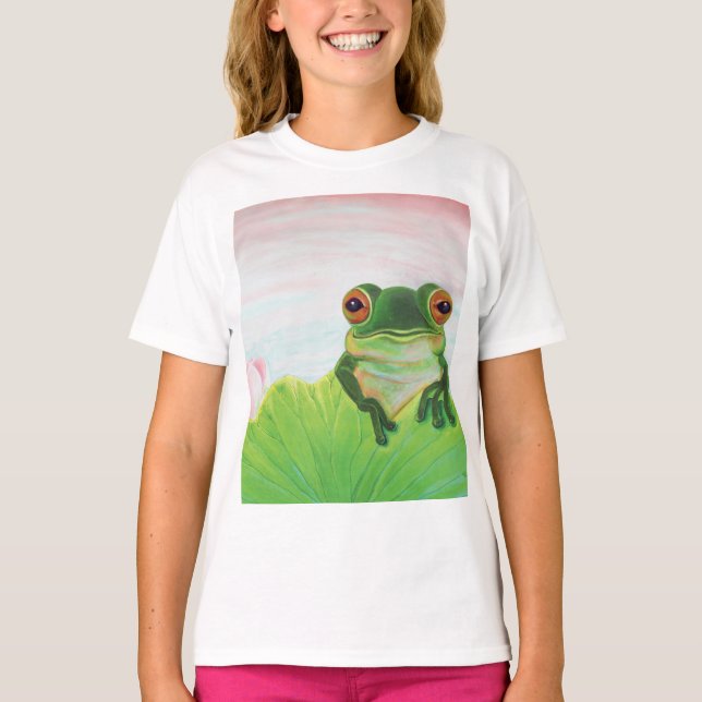 Camiseta Sapo Verde Relaxando na lagoa (Frente)