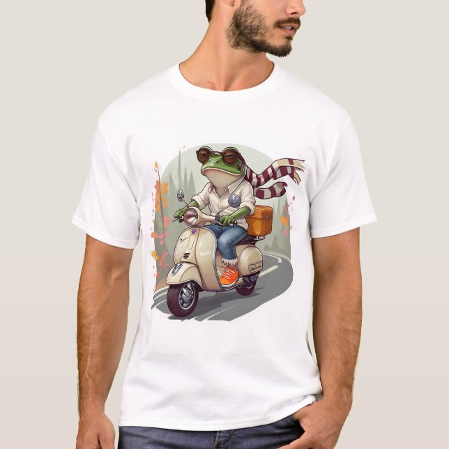 Camiseta Sapo Whimsical Sobre Arte De Patinete Retroativo. (Frente)