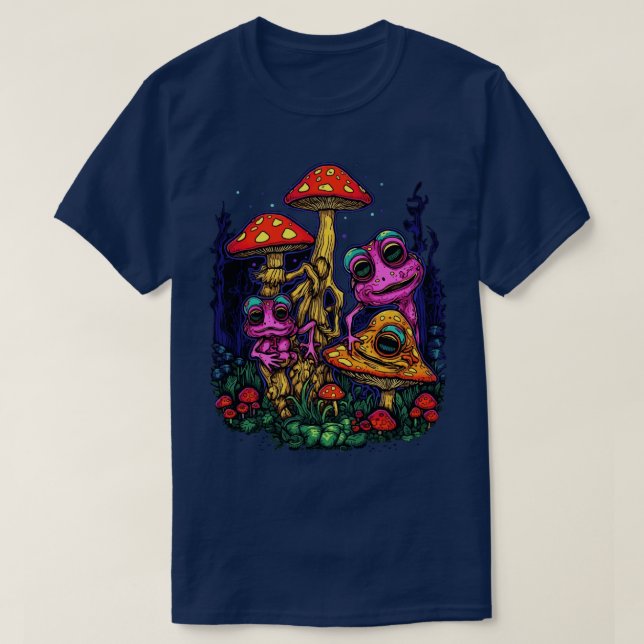 Camiseta Sapos 6 do Shroom do Estilo de Arte DMT (Frente do Design)