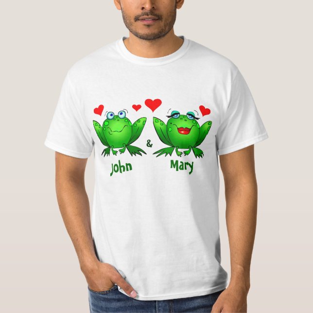 Camiseta Sapos Apaixonados Nomes dos Amantes (Frente)