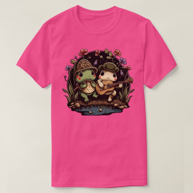 Camiseta sapos estéticos tocando música (Frente do Design)