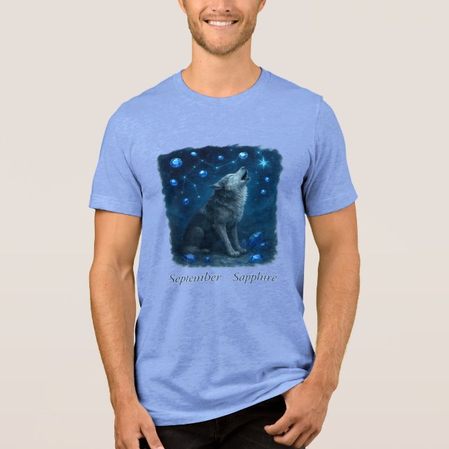 Camiseta Sapphire de setembro - Lobo Celestial (Frente)
