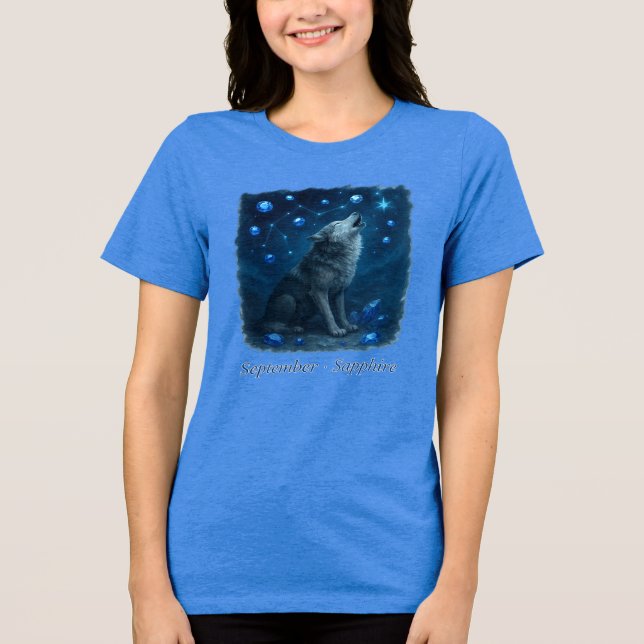 Camiseta Sapphire de setembro - Lobo Celestial (Frente)