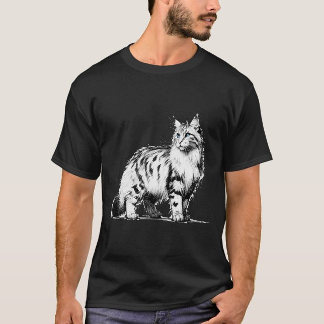 Camiseta Sapphire Gaze Maine Coon Illustration (Frente)